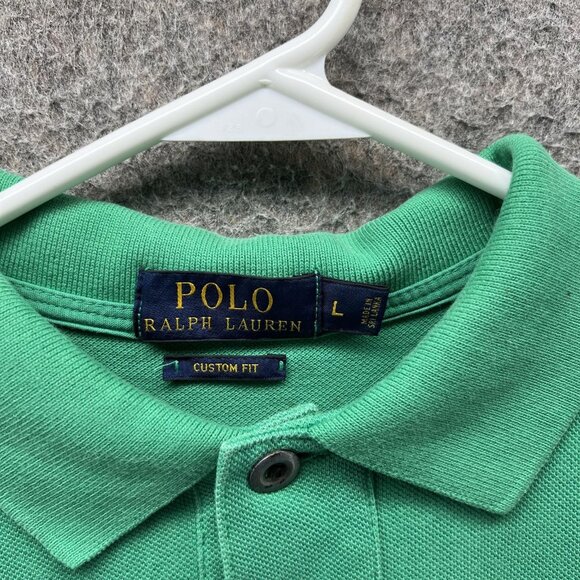 Polo Ralph Lauren Polo Shirt Mens Large Green Custom Flag Equestrian Embroidered - Picture 6 of 12